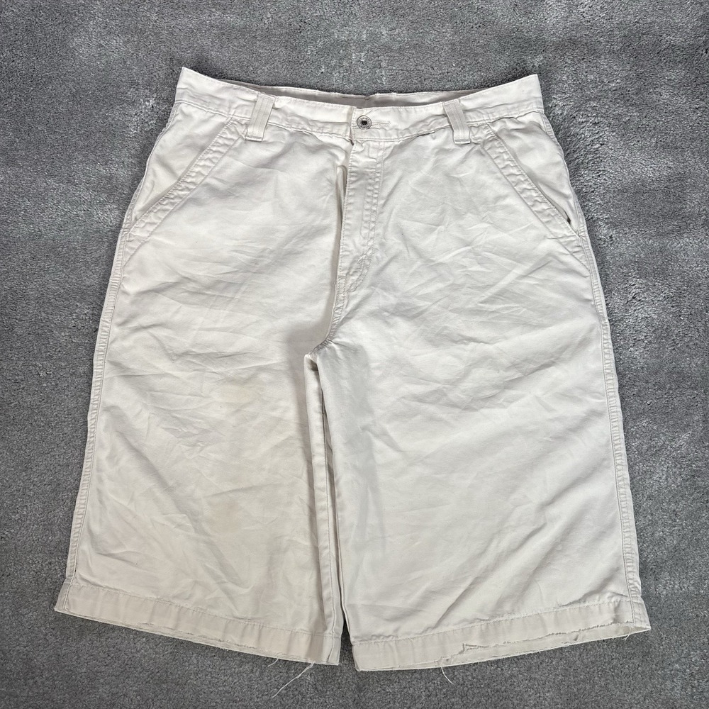 Vintage Levis 579 Shorts Mens 33 White Canvas Painters Distressed Baggy 90s
